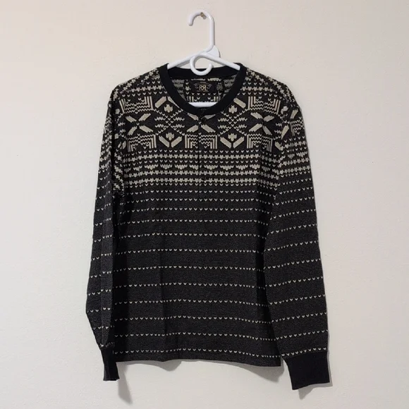 RLX Ralph Lauren Black and Cream Crewneck Sweater Nordic Design - Picture 1 of 10